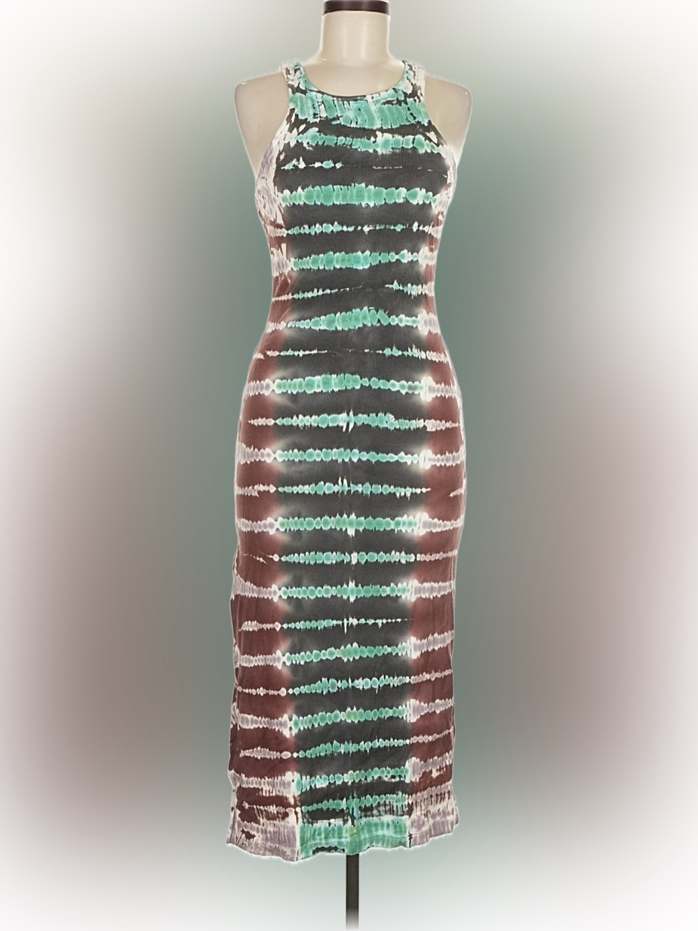 Young Fabulous & Broke Striped Tie-Dye Maxi Dress in Green and Brown